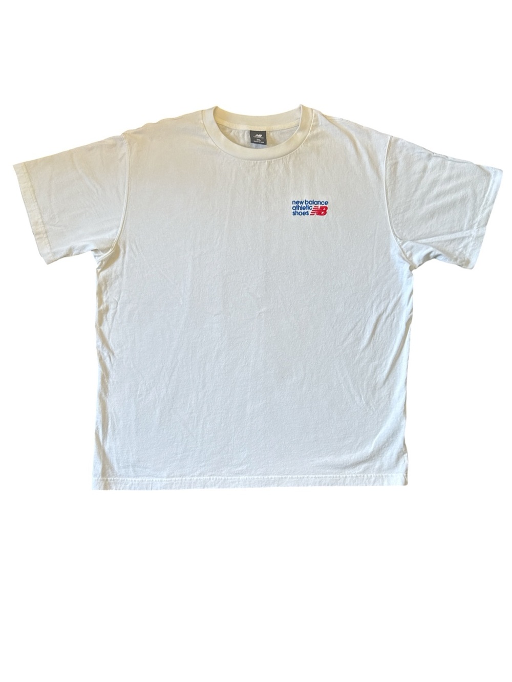 New Balance Off-White Short-Sleeve Crew Tee with Small Embroidered Chest Logo